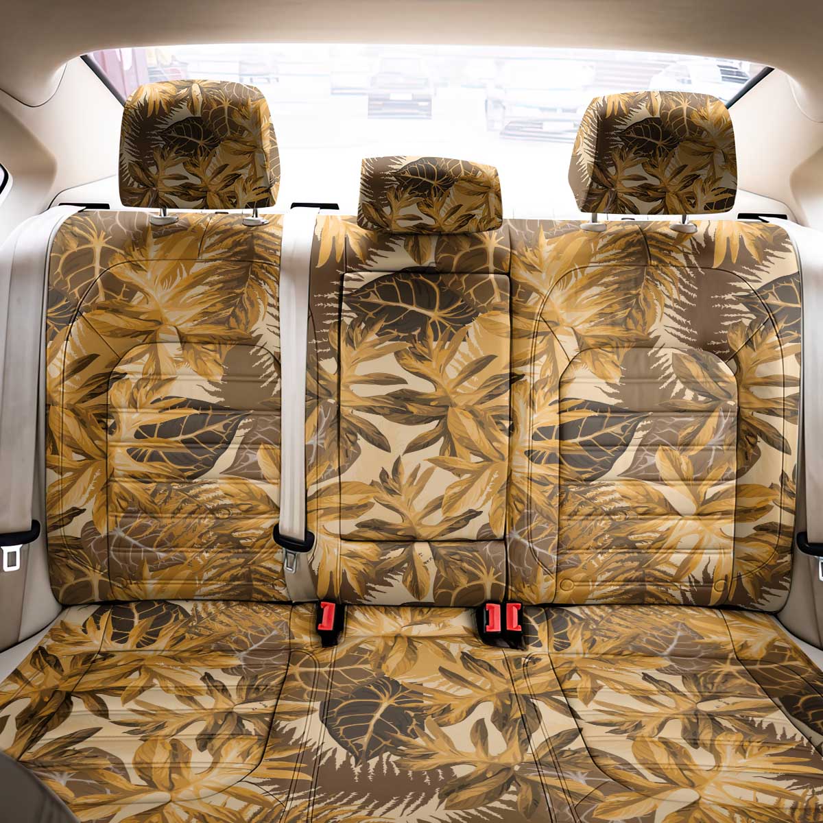 Hawaii Gold Tropical Leaves Back Car Seat Cover - Polynesian Pride