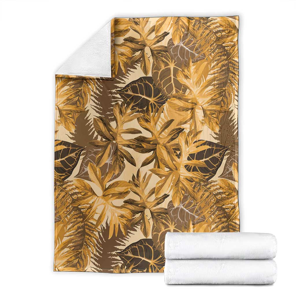 Hawaii Gold Tropical Leaves Blanket - Polynesian Pride