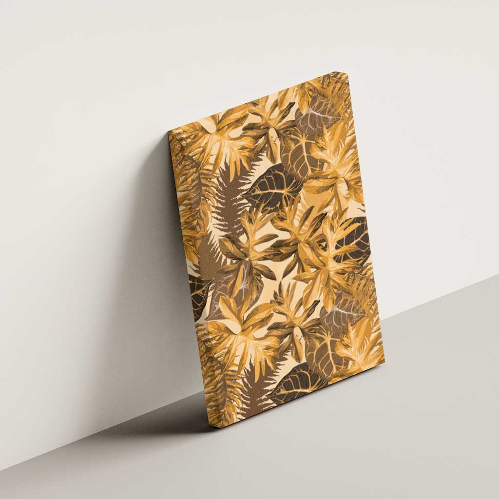 Hawaii Gold Tropical Leaves Canvas Wall Art - Polynesian Pride