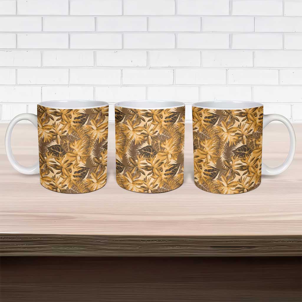 Hawaii Gold Tropical Leaves Ceramic Mug - Polynesian Pride