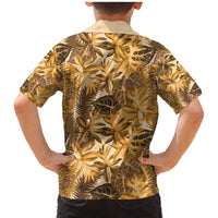 Hawaii Gold Tropical Leaves Family Matching Mermaid Dress and Hawaiian Shirt - Polynesian Pride
