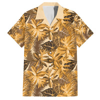 Hawaii Gold Tropical Leaves Family Matching Puletasi and Hawaiian Shirt LT01 Dad's Shirt - Short Sleeve Gold - Polynesian Pride