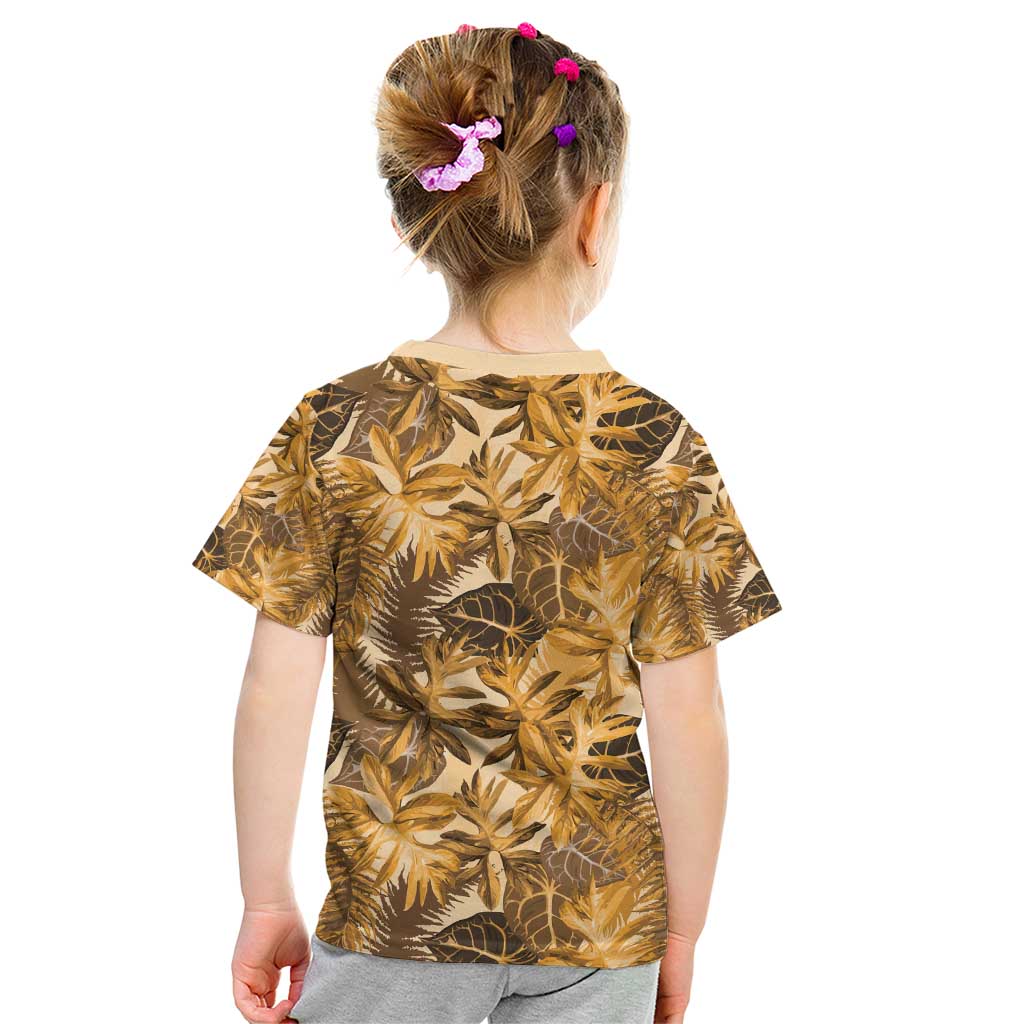 Hawaii Gold Tropical Leaves Kid T Shirt - Polynesian Pride