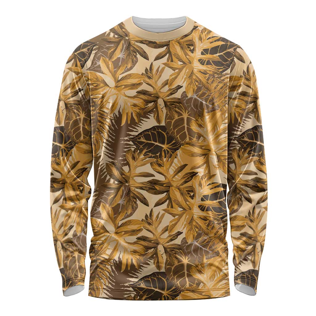 Hawaii Gold Tropical Leaves Long Sleeve Shirt - Polynesian Pride