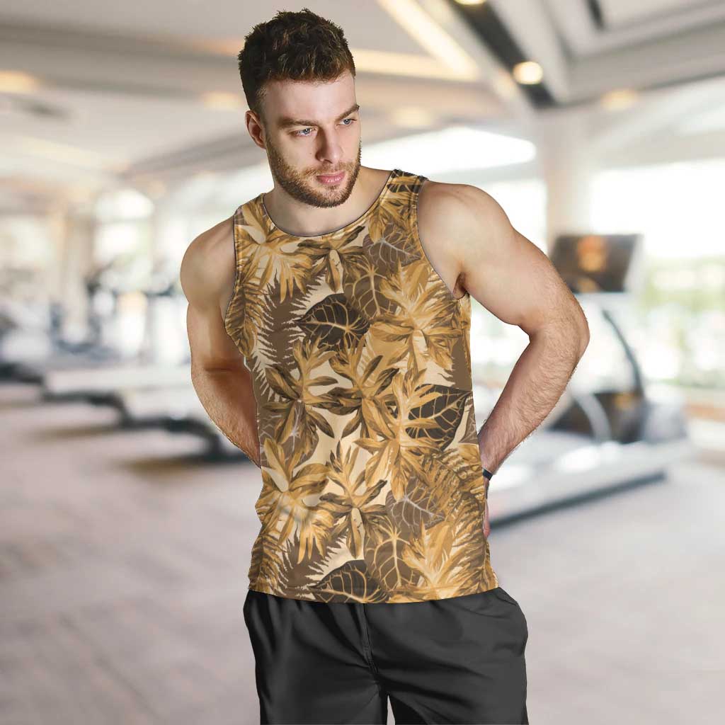 Hawaii Gold Tropical Leaves Men Tank Top - Polynesian Pride