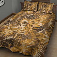 Hawaii Gold Tropical Leaves Quilt Bed Set - Polynesian Pride