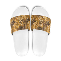 Hawaii Gold Tropical Leaves Slide Sandals - Polynesian Pride