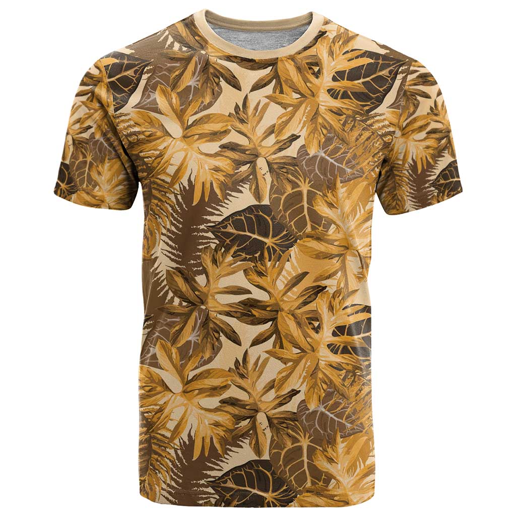 Hawaii Gold Tropical Leaves T Shirt - Polynesian Pride