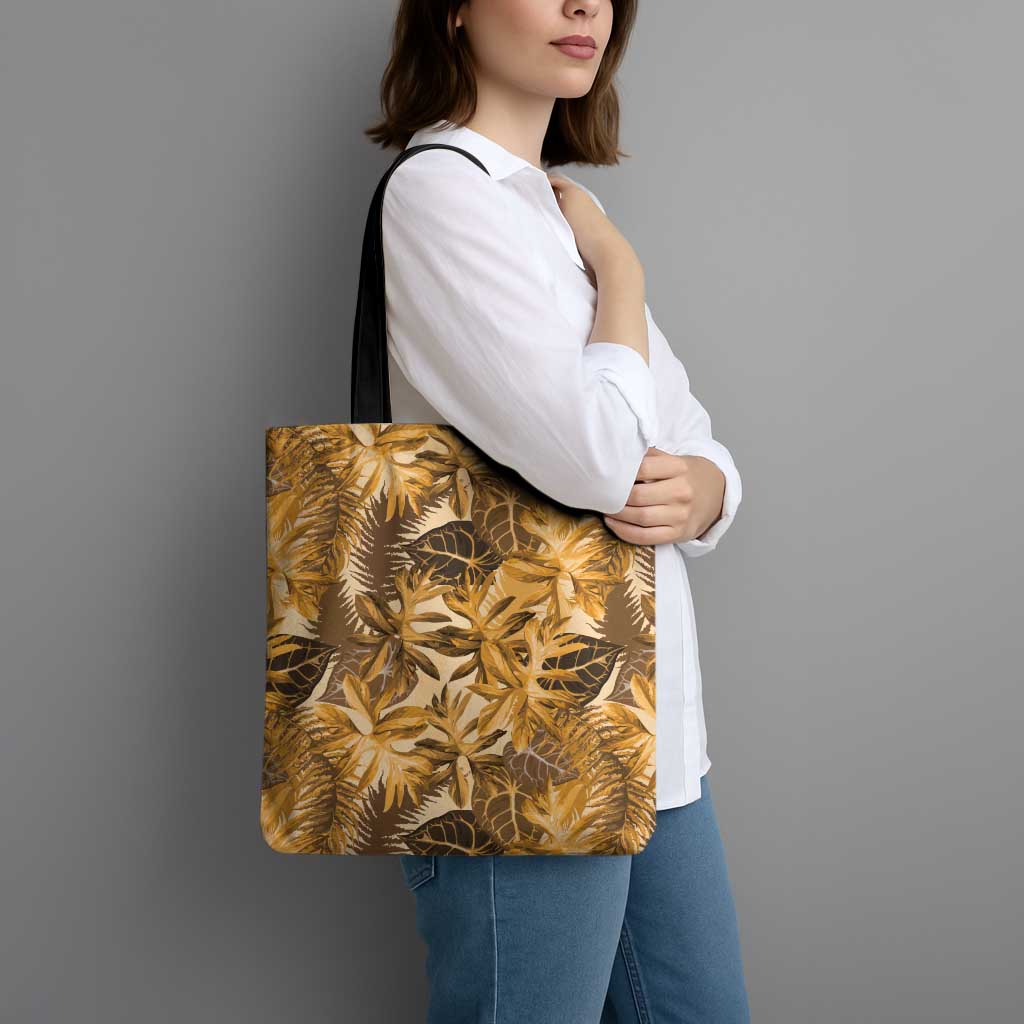 Hawaii Gold Tropical Leaves Tote Bag - Polynesian Pride