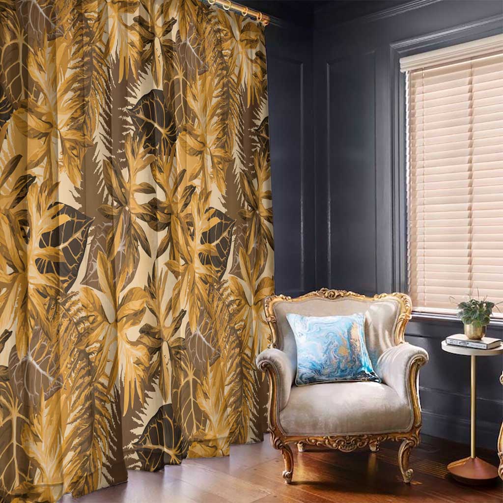 Hawaii Gold Tropical Leaves Window Curtain LT01 - Polynesian Pride