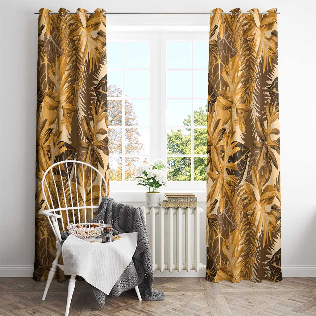 Hawaii Gold Tropical Leaves Window Curtain LT01 - Polynesian Pride
