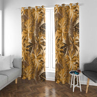 Hawaii Gold Tropical Leaves Window Curtain LT01 With Grommets Gold - Polynesian Pride