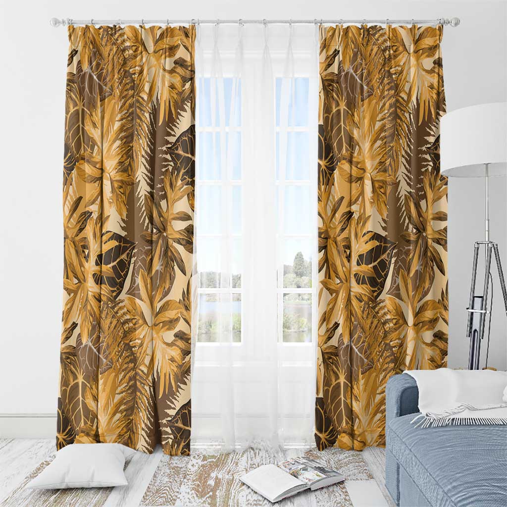 Hawaii Gold Tropical Leaves Window Curtain LT01 - Polynesian Pride