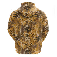 Hawaii Gold Tropical Leaves Zip Hoodie - Polynesian Pride