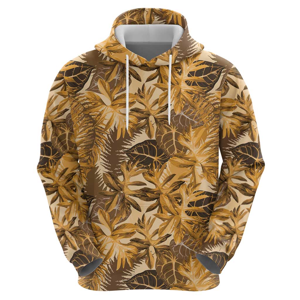 Hawaii Gold Tropical Leaves Zip Hoodie - Polynesian Pride