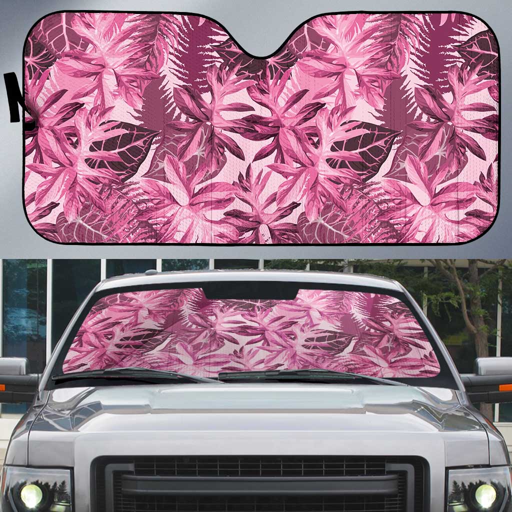 Hawaii Pink Tropical Leaves Auto Sun Shade - Polynesian Pride
