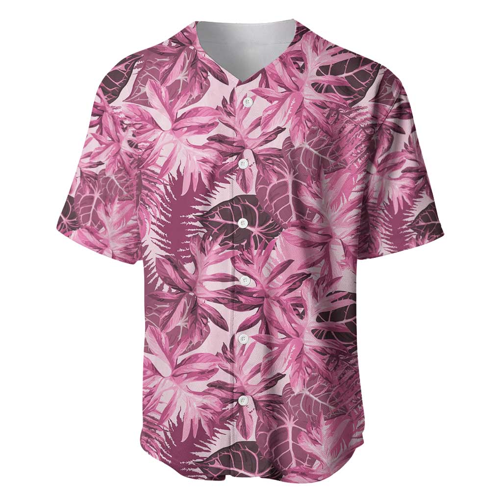 Hawaii Pink Tropical Leaves Baseball Jersey LT01 Pink - Polynesian Pride