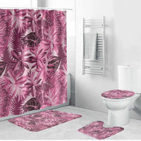 Hawaii Pink Tropical Leaves Bathroom Set - Polynesian Pride