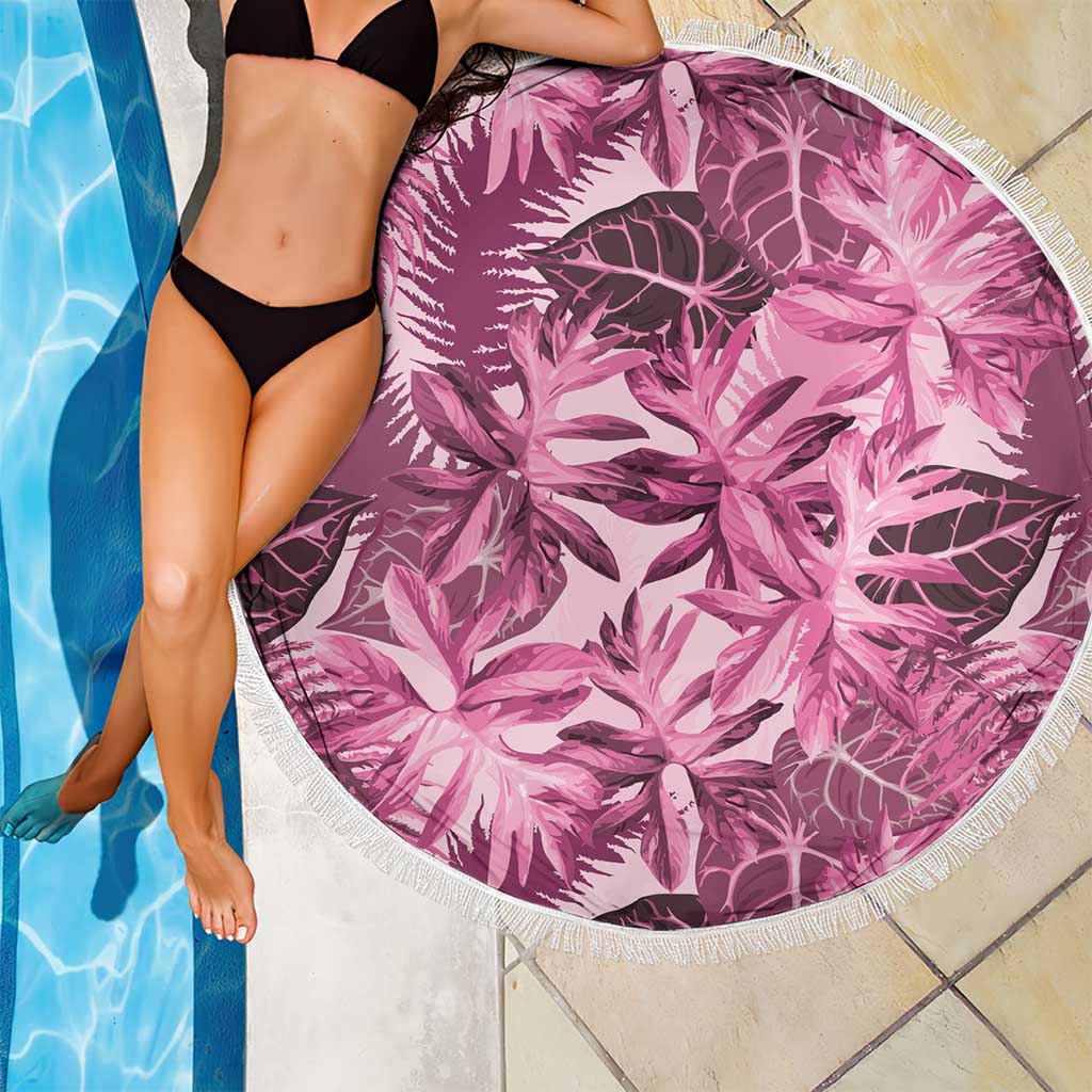 Hawaii Pink Tropical Leaves Beach Blanket - Polynesian Pride