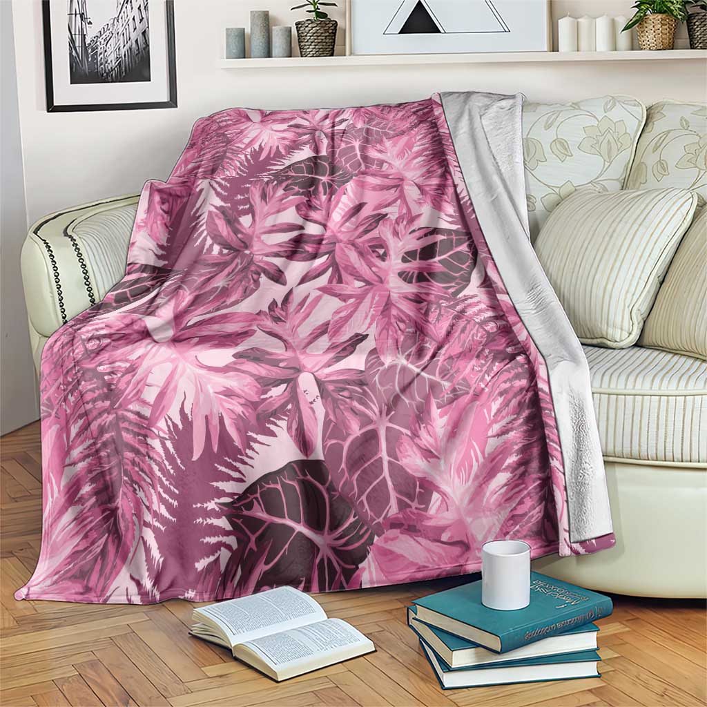 Hawaii Pink Tropical Leaves Blanket - Polynesian Pride
