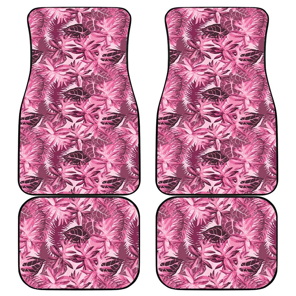 Hawaii Pink Tropical Leaves Car Mats - Polynesian Pride