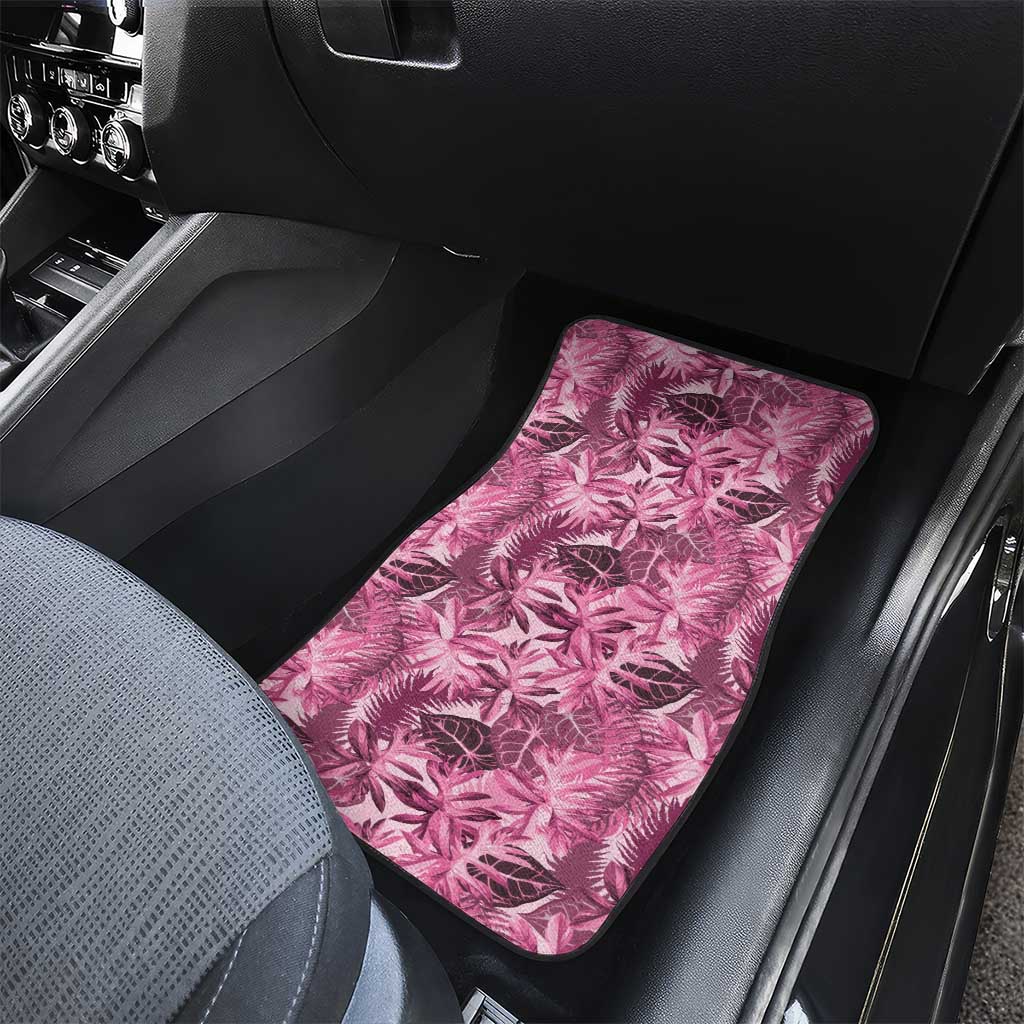 Hawaii Pink Tropical Leaves Car Mats - Polynesian Pride