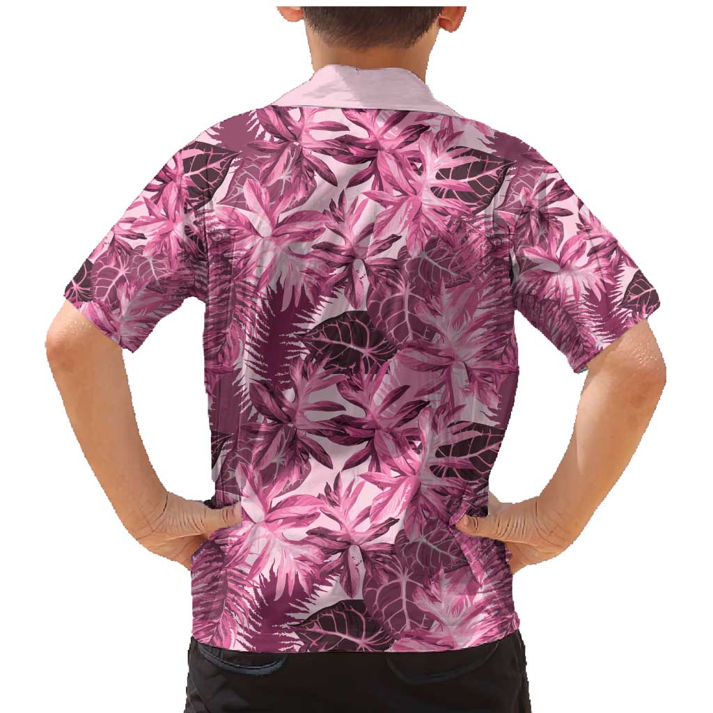 Hawaii Pink Tropical Leaves Family Matching Mermaid Dress and Hawaiian Shirt - Polynesian Pride