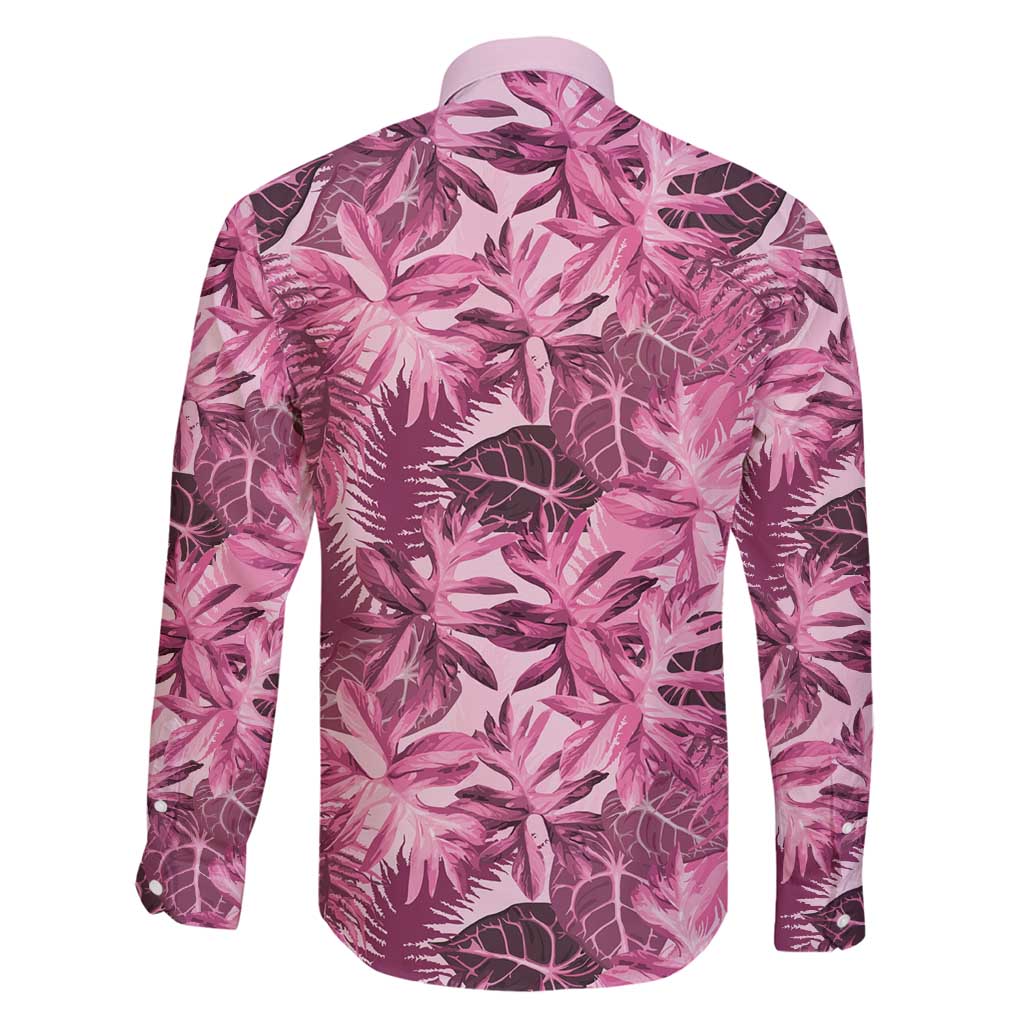 Hawaii Pink Tropical Leaves Family Matching Mermaid Dress and Hawaiian Shirt - Polynesian Pride