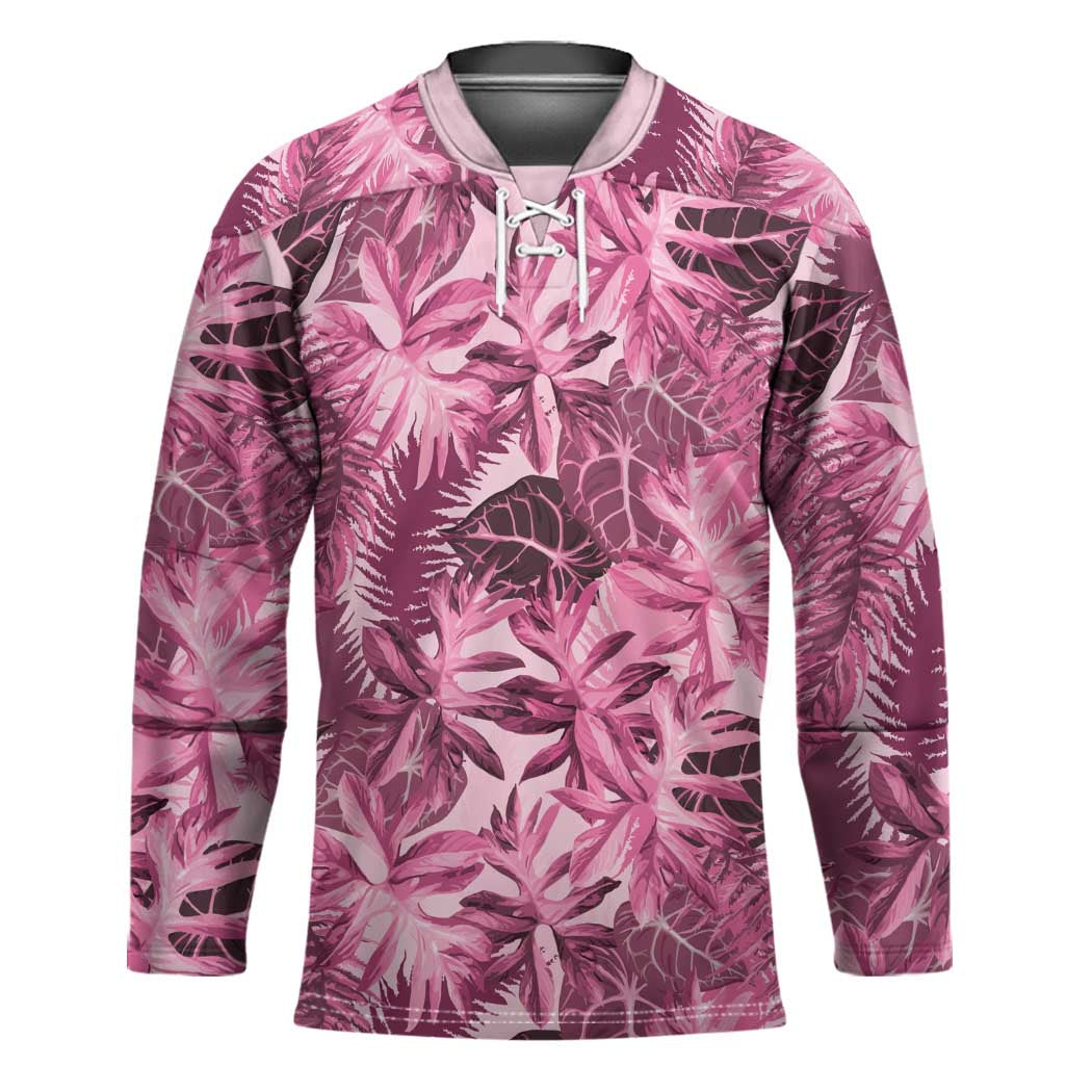 Hawaii Pink Tropical Leaves Hockey Jersey - Polynesian Pride
