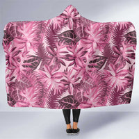 Hawaii Pink Tropical Leaves Hooded Blanket - Polynesian Pride