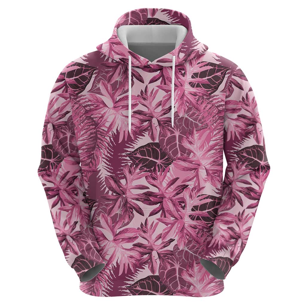 Hawaii Pink Tropical Leaves Hoodie - Polynesian Pride