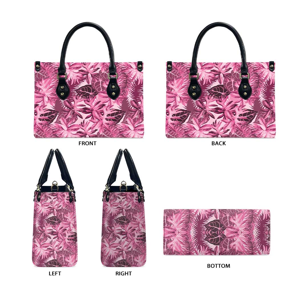 Hawaii Pink Tropical Leaves Leather Bag - Polynesian Pride