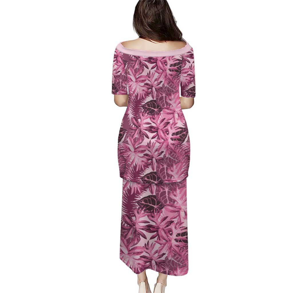 Hawaii Pink Tropical Leaves Puletasi - Polynesian Pride