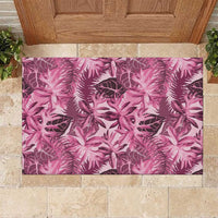 Hawaii Pink Tropical Leaves Rubber Doormat - Polynesian Pride
