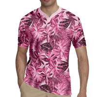 Hawaii Pink Tropical Leaves Rugby Jersey - Polynesian Pride
