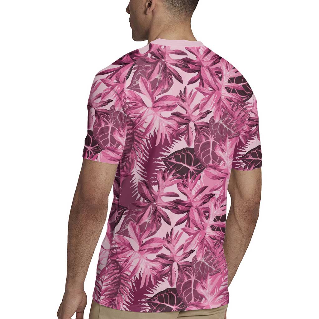 Hawaii Pink Tropical Leaves Rugby Jersey - Polynesian Pride