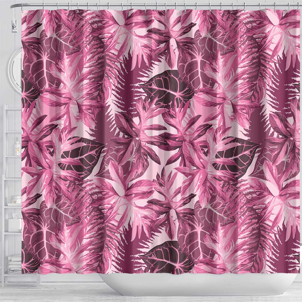 Hawaii Pink Tropical Leaves Shower Curtain - Polynesian Pride