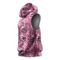 Hawaii Pink Tropical Leaves Sleeveless Hoodie - Polynesian Pride