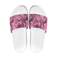 Hawaii Pink Tropical Leaves Slide Sandals - Polynesian Pride