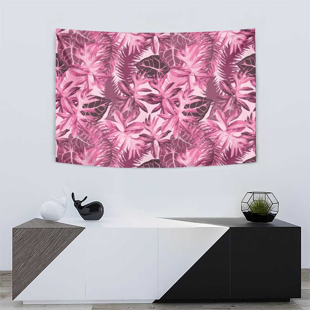 Hawaii Pink Tropical Leaves Tapestry - Polynesian Pride