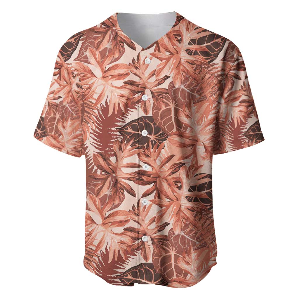 Hawaii Red Brown Tropical Leaves Baseball Jersey LT01 Brown - Polynesian Pride