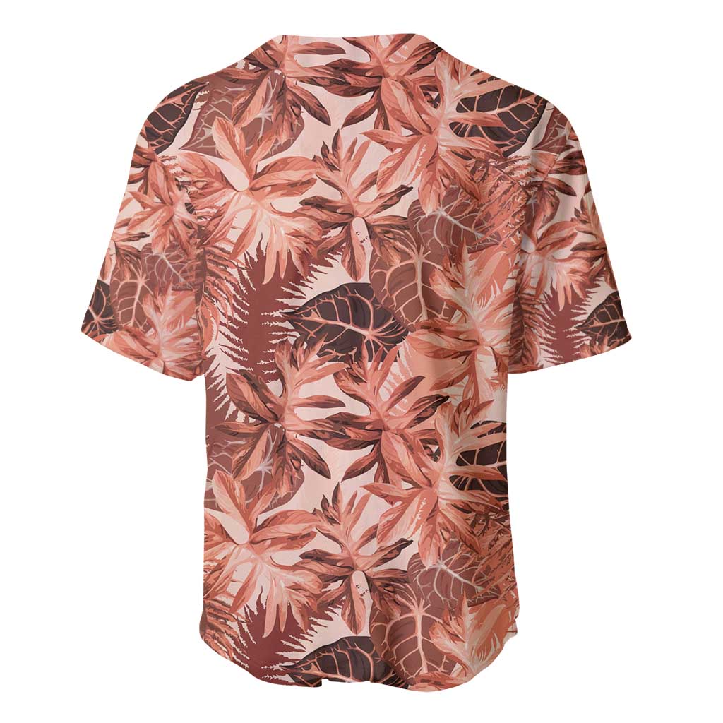 Hawaii Red Brown Tropical Leaves Baseball Jersey LT01 - Polynesian Pride