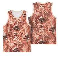 Hawaii Red Brown Tropical Leaves Basketball Jersey LT01 - Polynesian Pride