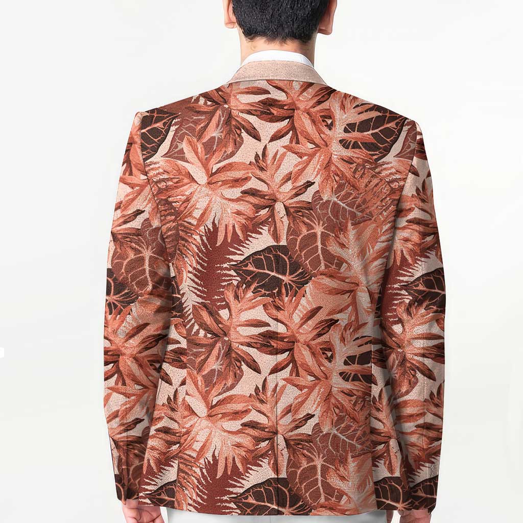 Hawaii Red Brown Tropical Leaves Blazer - Polynesian Pride