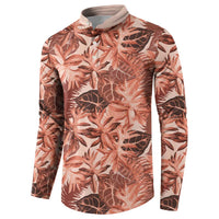 Hawaii Red Brown Tropical Leaves Button Sweatshirt - Polynesian Pride
