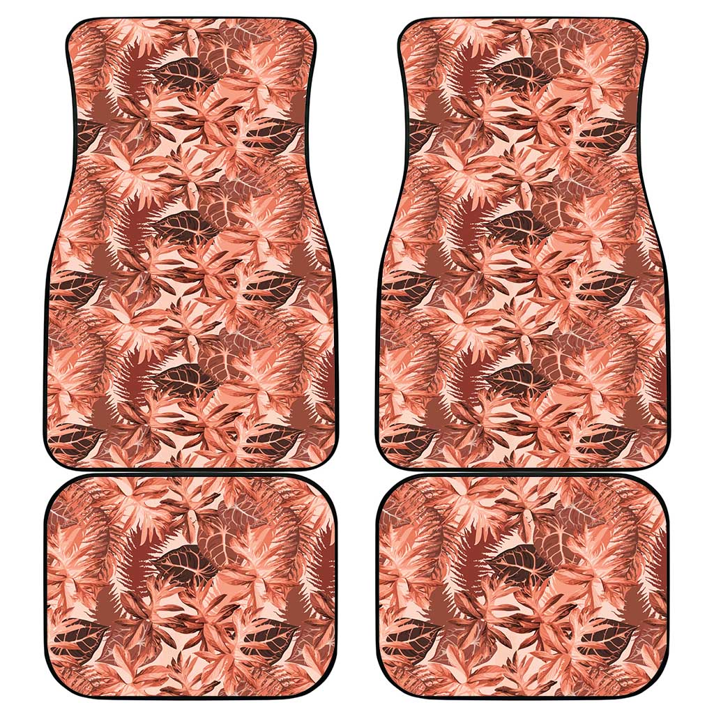 Hawaii Red Brown Tropical Leaves Car Mats - Polynesian Pride