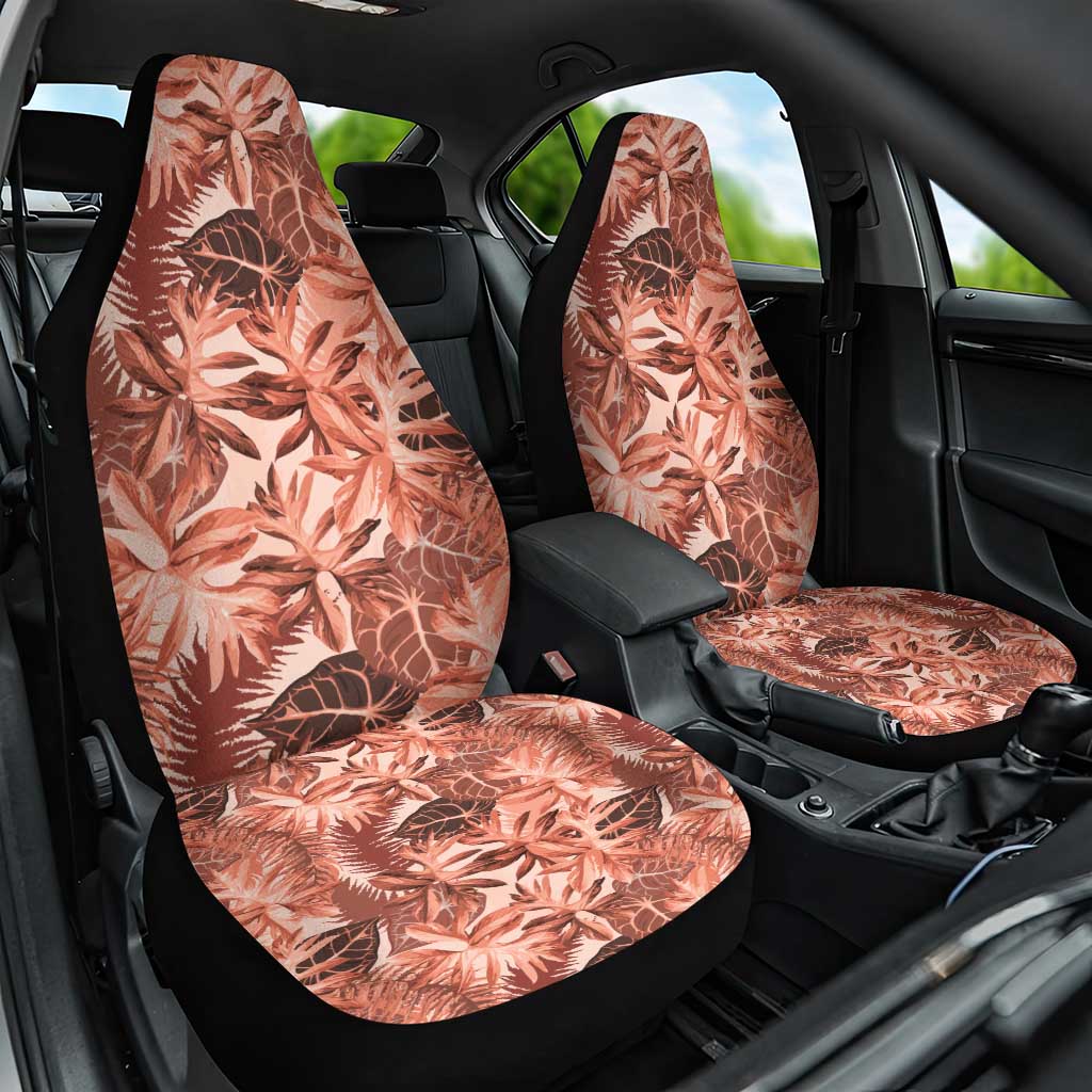 Hawaii Red Brown Tropical Leaves Car Seat Cover - Polynesian Pride
