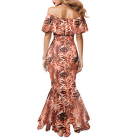 Hawaii Red Brown Tropical Leaves Family Matching Mermaid Dress and Hawaiian Shirt - Polynesian Pride