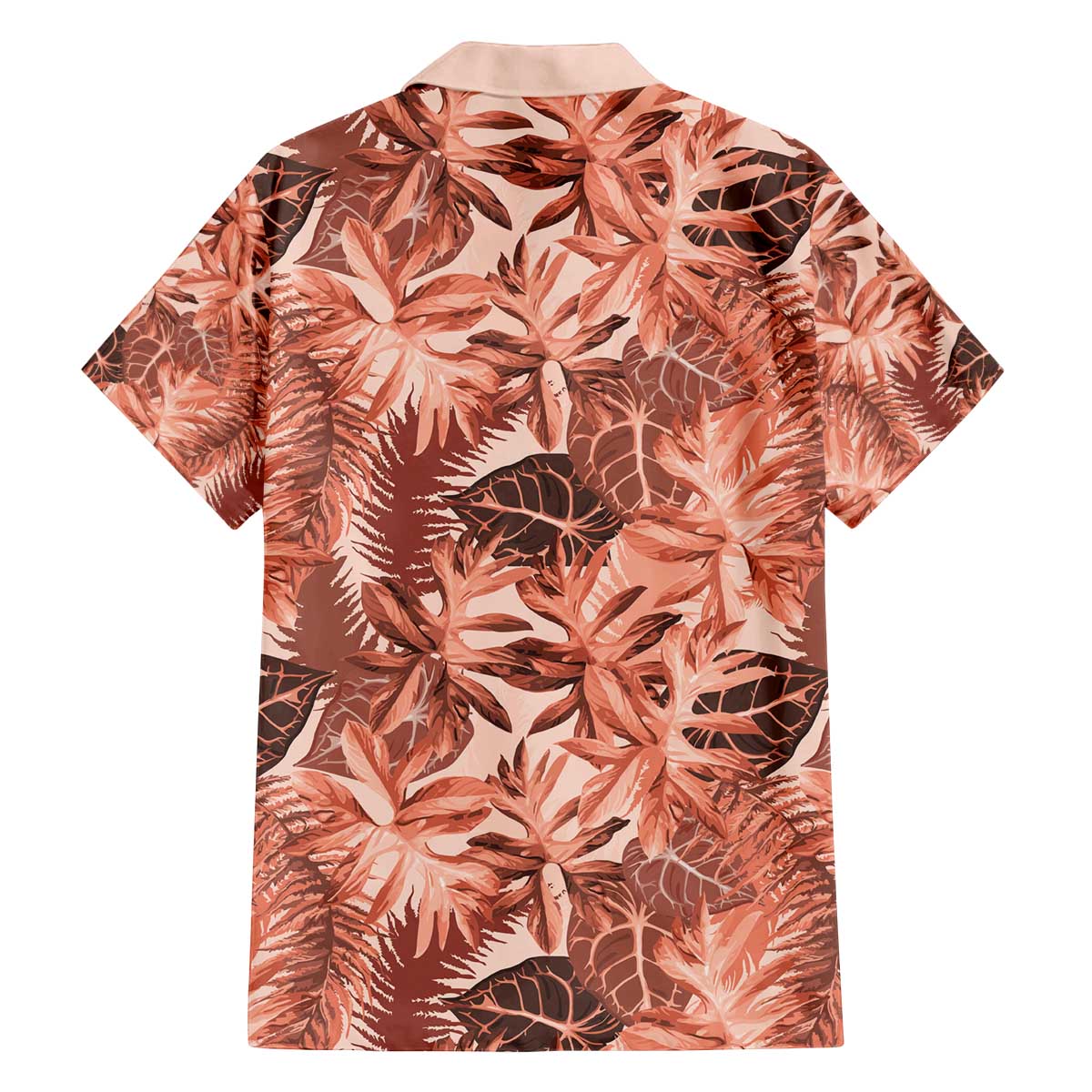 Hawaii Red Brown Tropical Leaves Family Matching Off The Shoulder Long Sleeve Dress and Hawaiian Shirt - Polynesian Pride