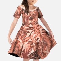 Hawaii Red Brown Tropical Leaves Family Matching Off Shoulder Maxi Dress and Hawaiian Shirt - Polynesian Pride